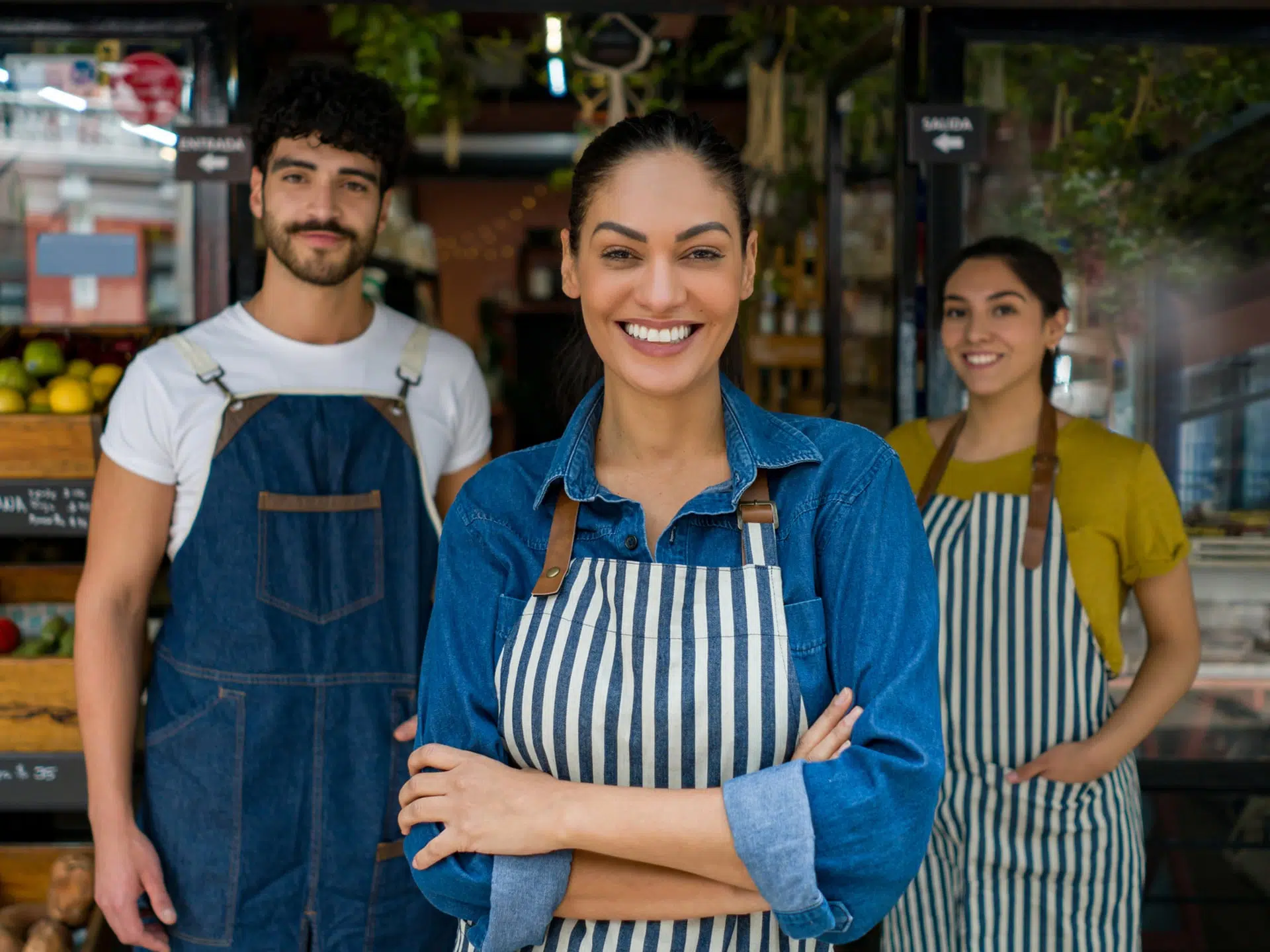 retail workers smiling