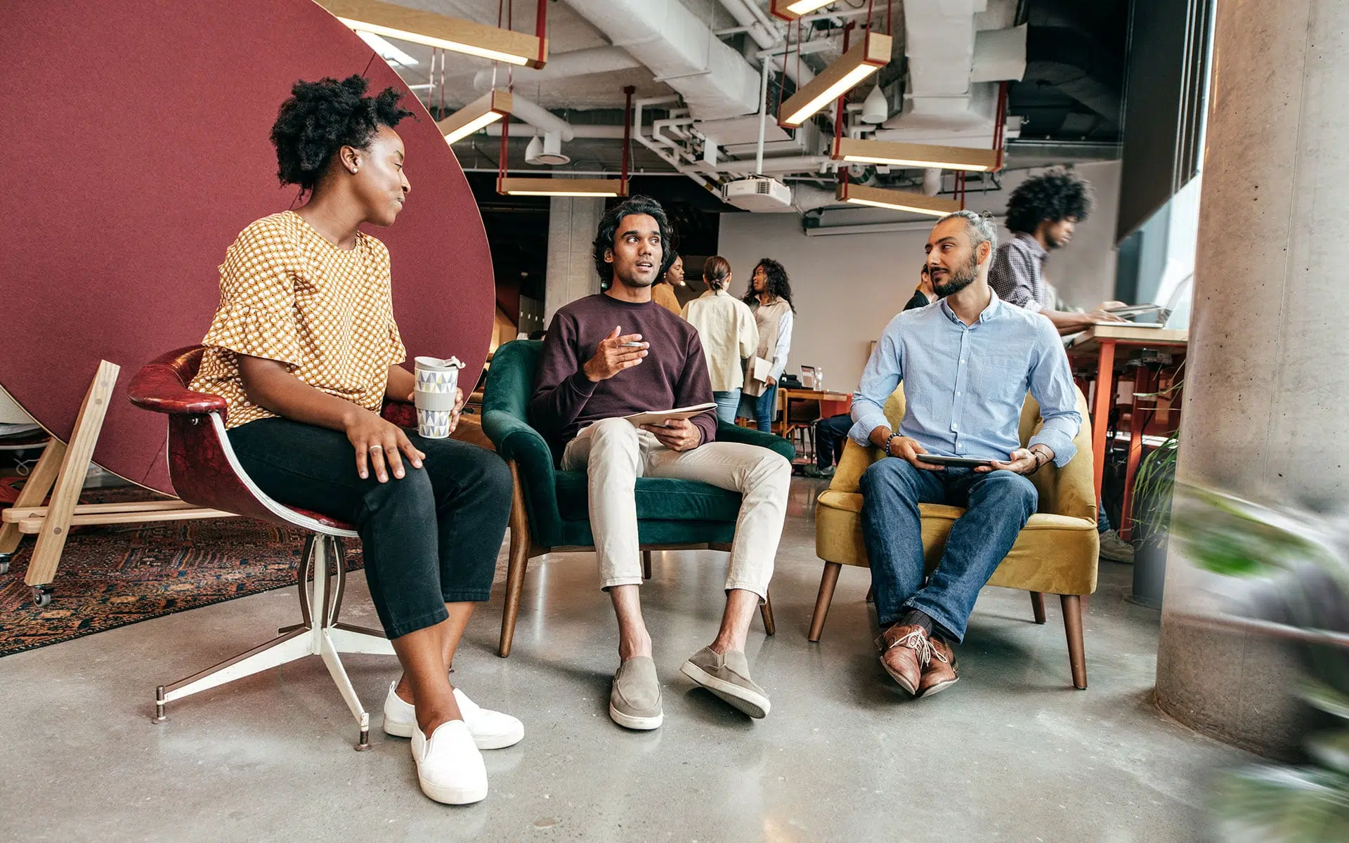 employees talking in a group