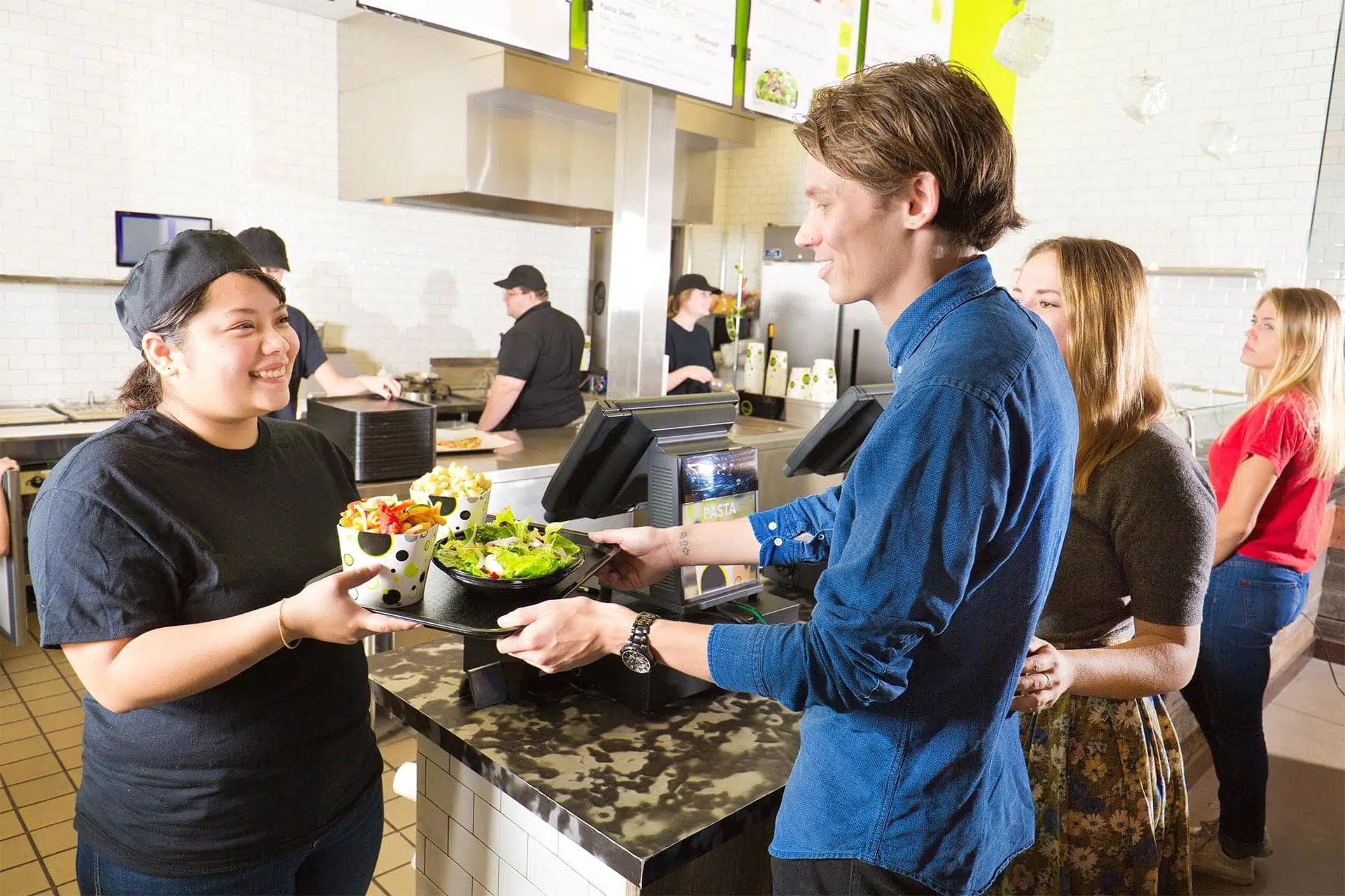 serving food to a customer