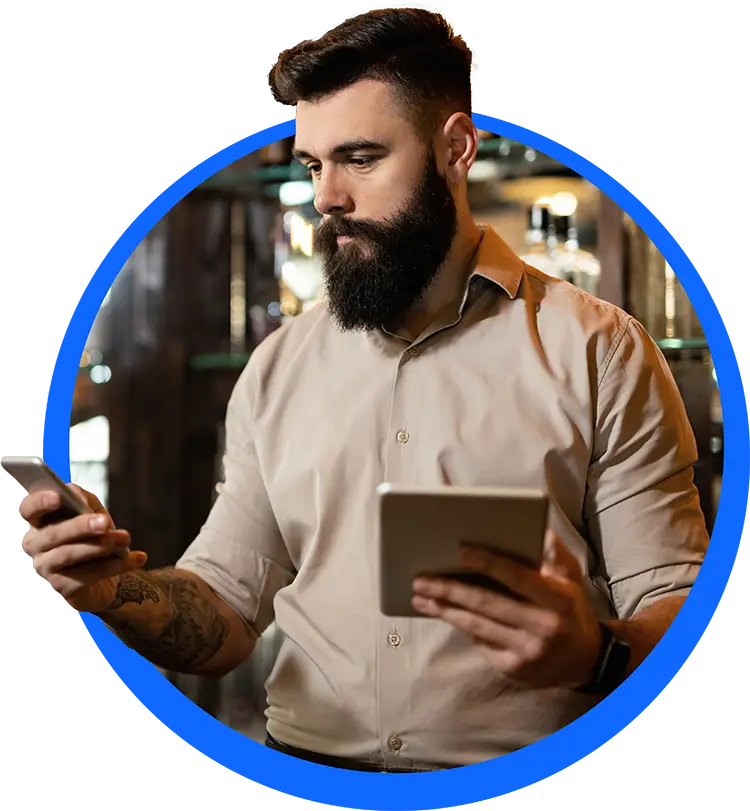 Manager checking payroll against reports